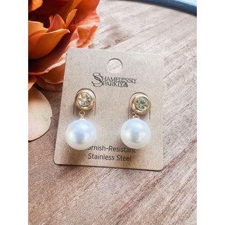 Eternal Grace Earrings | 18K Gold-Dipped Pearl Drop MA-18