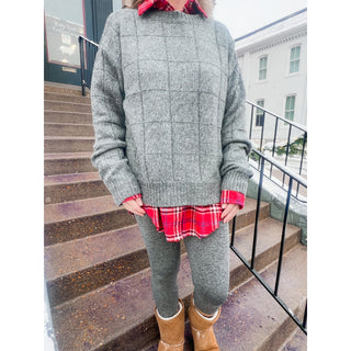 Windowpane Pattern Knitting Sweater | LM-31