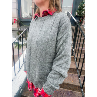 Windowpane Pattern Knitting Sweater | LM-31