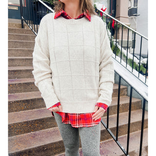 Windowpane Pattern Knitting Sweater | LM-31