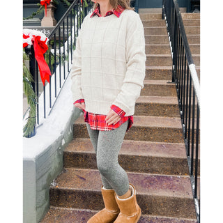 Windowpane Pattern Knitting Sweater | LM-31