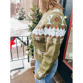 Apres Martini Olive Festive Sweater | SE-02
