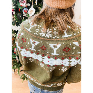 Apres Martini Olive Festive Sweater | SE-02