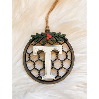 Round Wooden Initial Ornament
