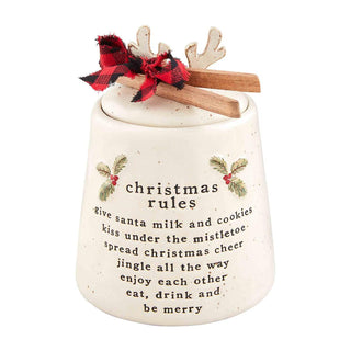 Mudpie Christmas Rules Cookie Jar