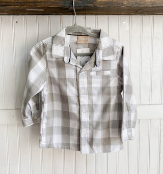Kid’s Button Up Grey Plaid Top