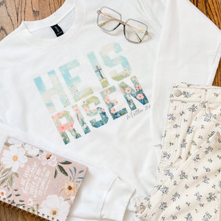 He is Risen Floral Cross Sweatshirt | KT-297