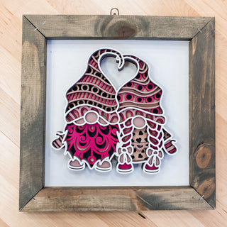 Pink Gnomes Wooden Frame