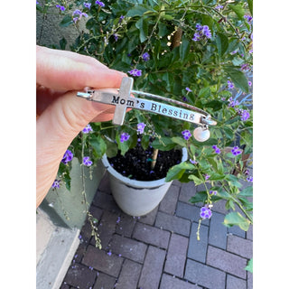 Mom’s Blessing Cross Cuff Bracelet – Antique Hammered Silver