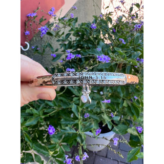 John 3:16 Mixed Metal Cuff Bracelet with Pearl Charms