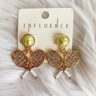 Gold Tennis Racket Earrings J-186