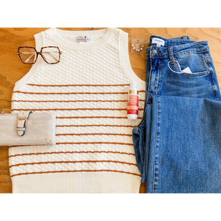 Modern Striped Sweater Tank | BC-38