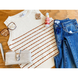 Modern Striped Sweater Tank | BC-38