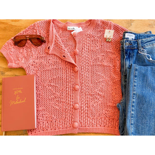 Patterned Short Sleeve Crop Cardigan | BC-39