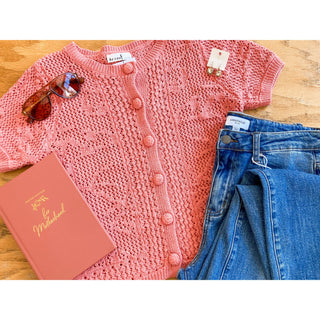 Patterned Short Sleeve Crop Cardigan | BC-39