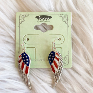 American Flag Wing Earrings J-219