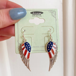 American Flag Wing Earrings J-219