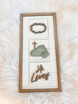 He is Risen Wooden Square Inserts - Set of 9