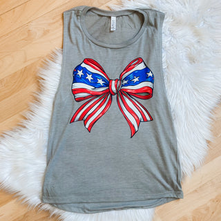 American Flag Bow Graphic Tank Top