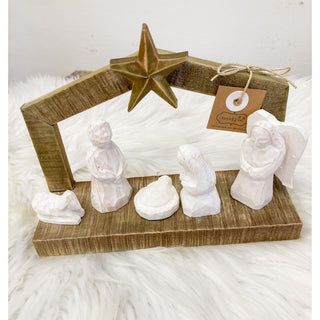 White Christmas Wood Nativity