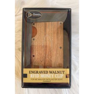 Engraved Walnut RFID Money Clip - Divinity