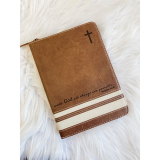 Zippered Journal: Brown w/Cream Stripe (Divinity Boutique)