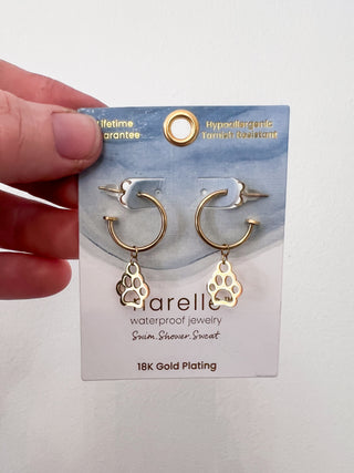 Golden Paw Charm Hoops | Waterproof Earrings | Hypoallergenic