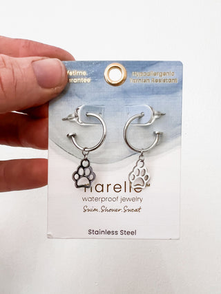Golden Paw Charm Hoops | Waterproof Earrings | Hypoallergenic
