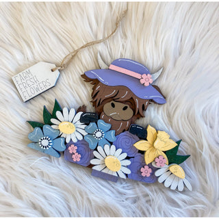 Highland Cow | Wooden Interchangeable Basket Inserts | Seasonal