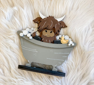 Highland Cow | bathtub Shelf Decor | HC-02