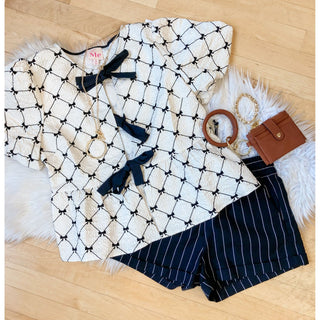 Timeless Grace Bow Tie Peplum Top SM-05