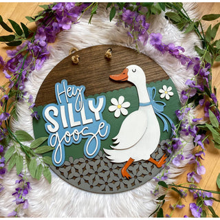 Silly Goose Round Wooden Sign | KT-106