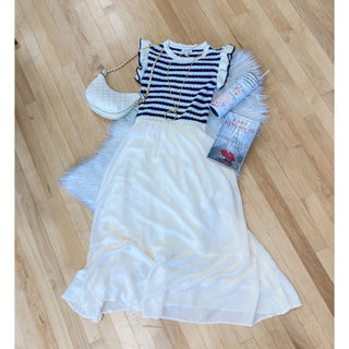 Stripe Sweater Top Mixed Media Midi Dress | BP-39