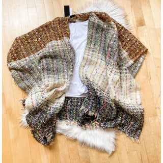Confetti Stitch Wrap Sweater & Shawl | On-Blue | OB-06