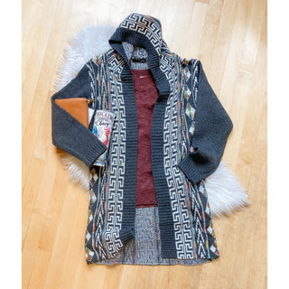 Hooded Cardigan Sweater | Long-Sleeve | On Blue | OB-09