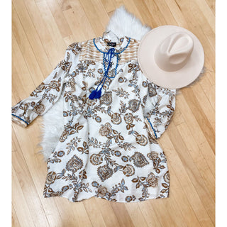 Mixed Print V-Neck Dress | GiGiO | GI-05