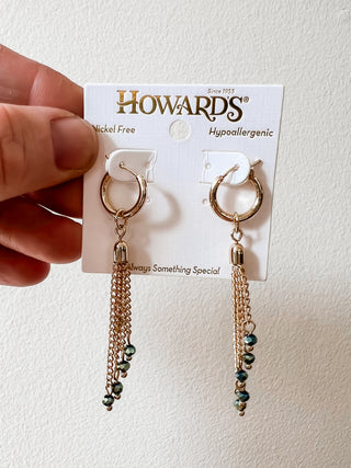 Kina Chandelier Hoop Earrings Peacock by Howard’s Jewelry