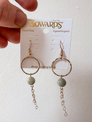 Kina Chain Drop Earrings Soft Sage by Howard’s Jewelry