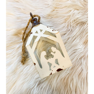 White Metal Manger Ornament KT-10