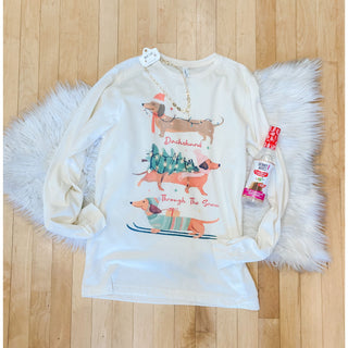 Dachshund Through the Snow | Graphic Long-Sleeved Tee | KT-226