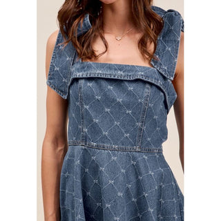 Diamond Ribbon Denim Dress | SM-12