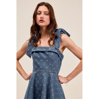 Diamond Ribbon Denim Dress | SM-12