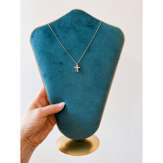 Delicate Double Cross Layered Necklace & Earring Set
