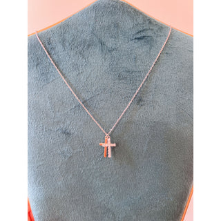 Delicate Double Cross Layered Necklace & Earring Set