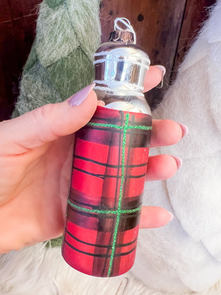 Christmas at the Cabin Plaid Thermos Ornament