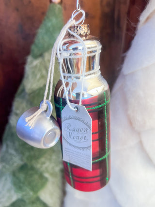 Christmas at the Cabin Plaid Thermos Ornament
