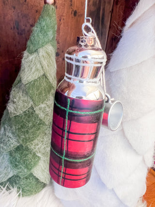 Christmas at the Cabin Plaid Thermos Ornament