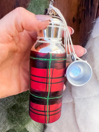 Christmas at the Cabin Plaid Thermos Ornament