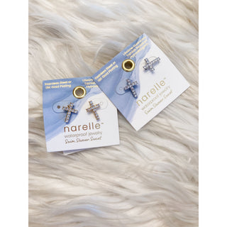 Narelle Waterproof Pavé Cross Stud Earrings | HJ-06