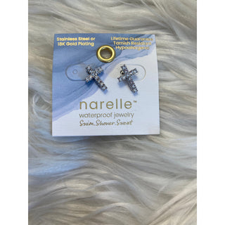 Narelle Waterproof Pavé Cross Stud Earrings | HJ-06